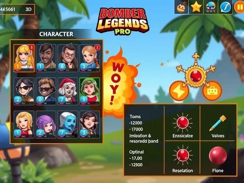 Bomber Legends Pro character selection screen showing diverse avatars